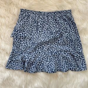 Originality Leopard Print White and Navy Blue three ruffled skirt Size Medium